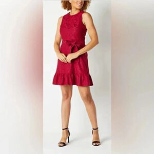 Melonie T Sleeveless Floral Lace Fit + Flare Dress Sz 10